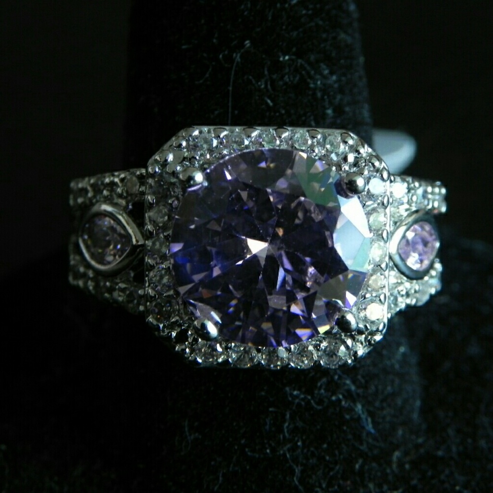 Pink Spinel and White Zircon Ring